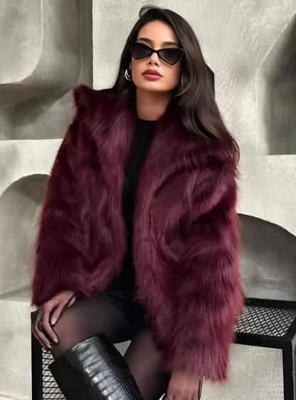 Burgundy Faux Fur Felljacke
