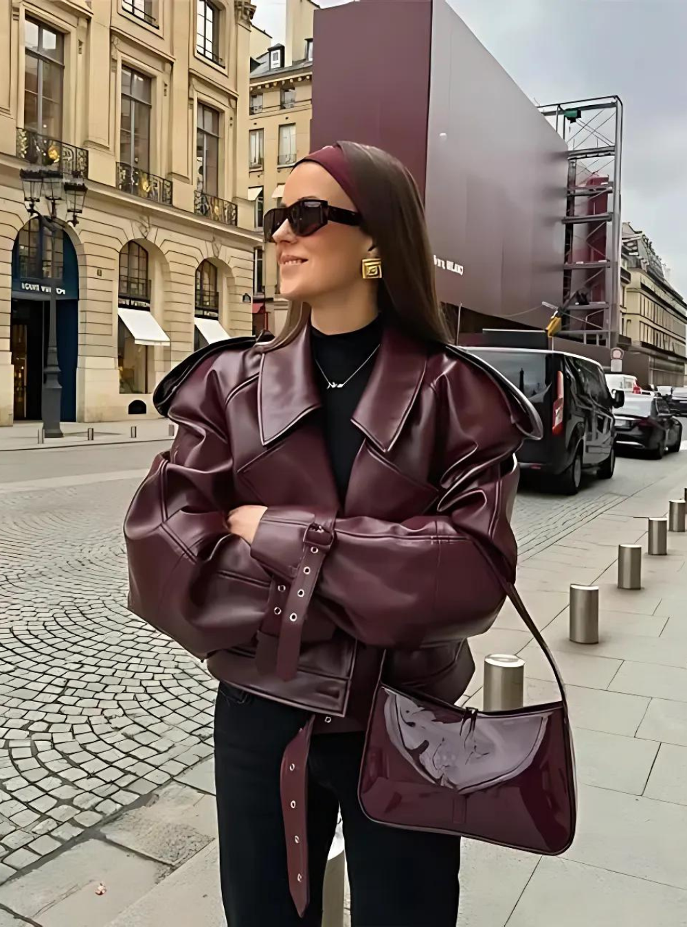 Burgundy Lederjacke