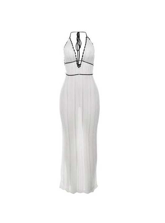 Halterneck Maxi Dress mit Schnürdetails