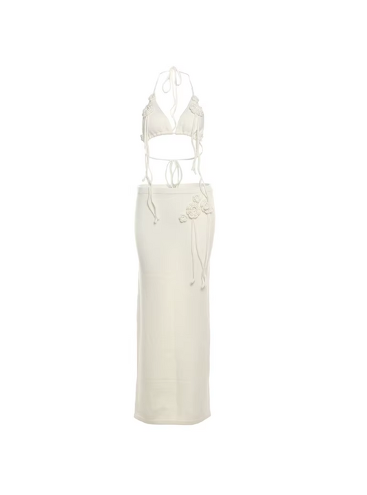 Elegantes 2-teiliges Set mit Blumen & Quasten