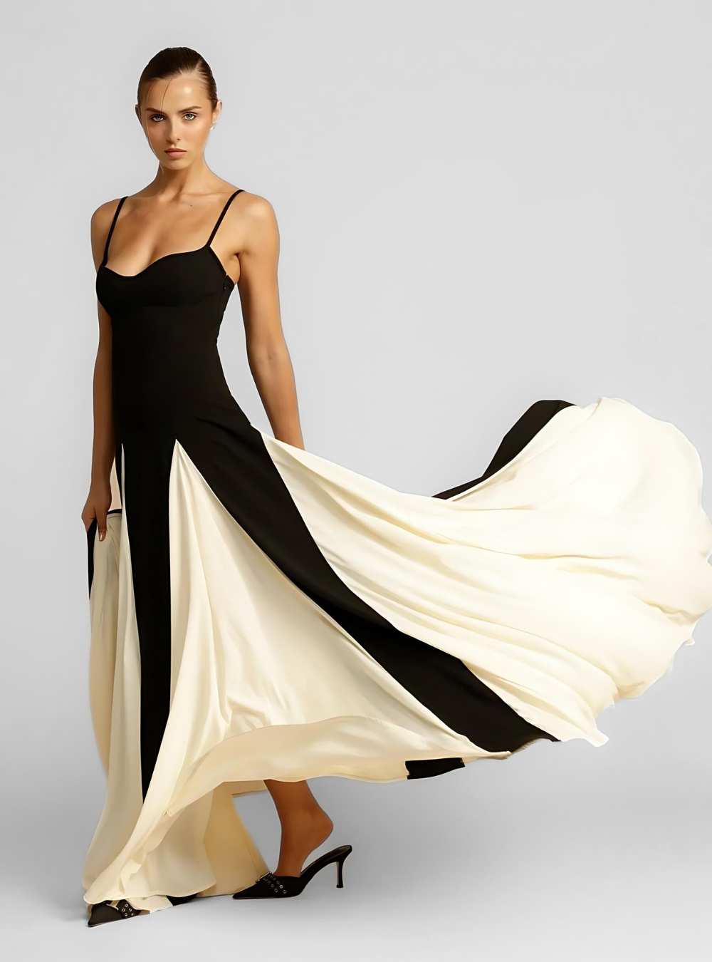 Colorblock Maxi Kleid
