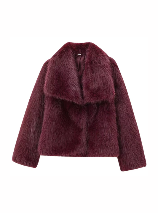 Burgundy Faux Fur Jacke