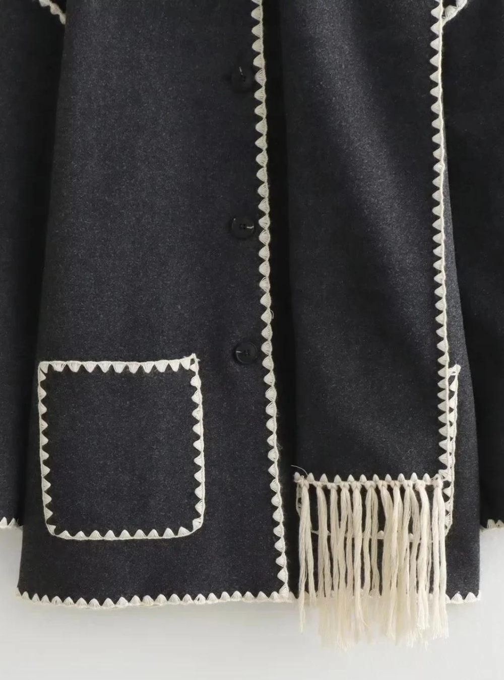 Mantel mit Kontrast-Details und Schalkragen