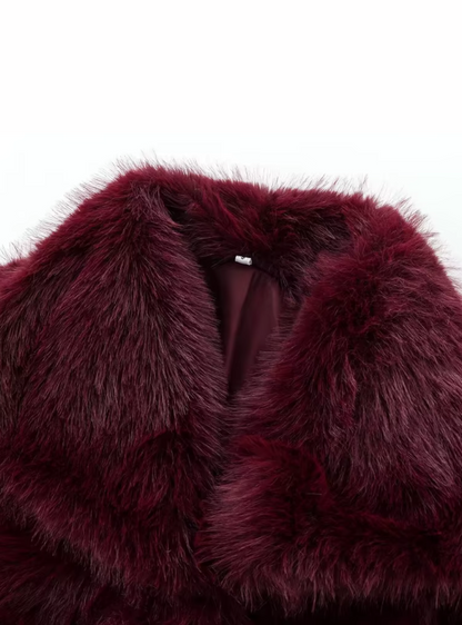 Burgundy Faux Fur Felljacke