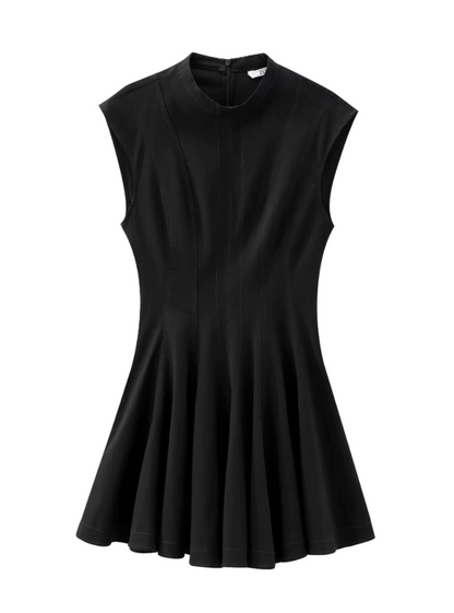 Ärmelloses A-Linien-Kleid mit Plissee-Details