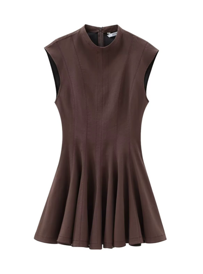 Ärmelloses A-Linien-Kleid mit Plissee-Details