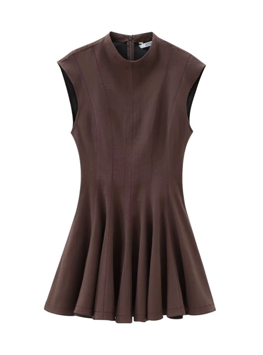 Ärmelloses A-Linien-Kleid mit Plissee-Details