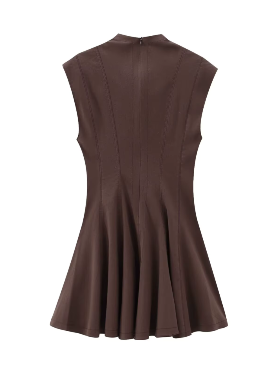 Ärmelloses A-Linien-Kleid mit Plissee-Details