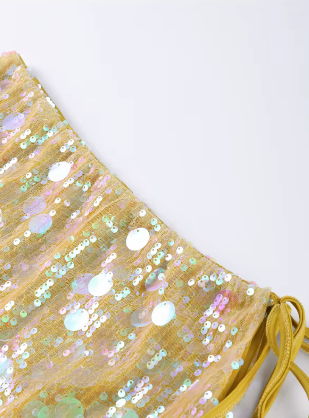 Chic Pailletten Mini Skirt gelb detail