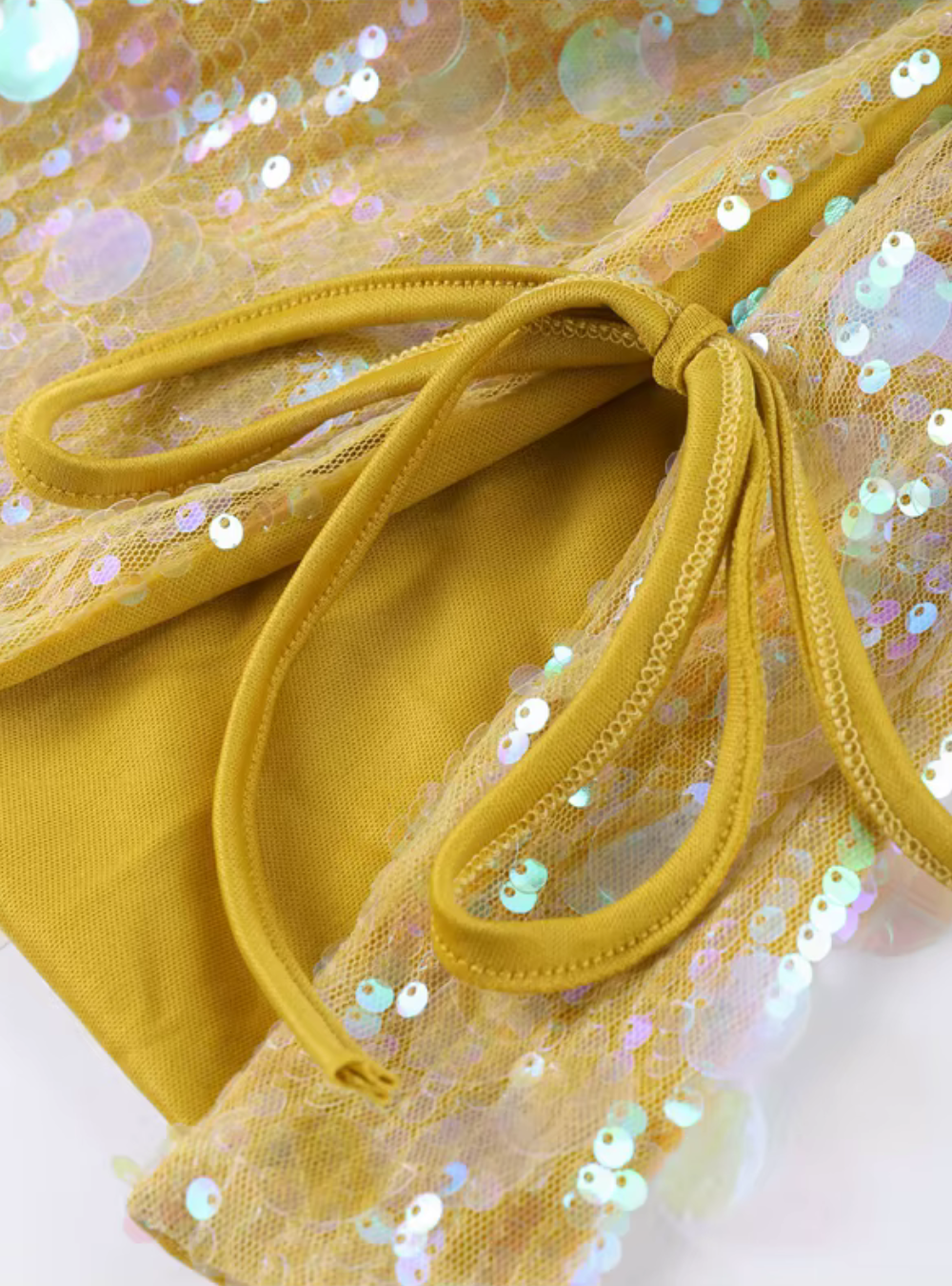 Chic Pailletten Mini Skirt gelb detail