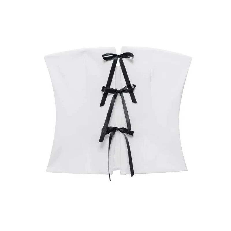 Off-Shoulder Corset Top mit Schleifen