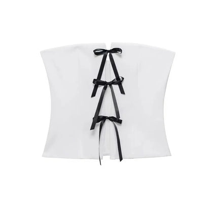 Off-Shoulder Corset Top mit Schleifen