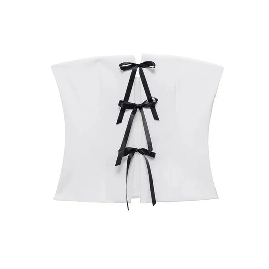 Off-Shoulder Corset Top mit Schleifen