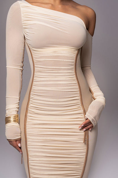 Midi Kleid mit diagonalem Kragen