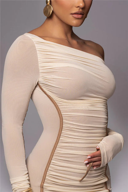 Midi Kleid mit diagonalem Kragen